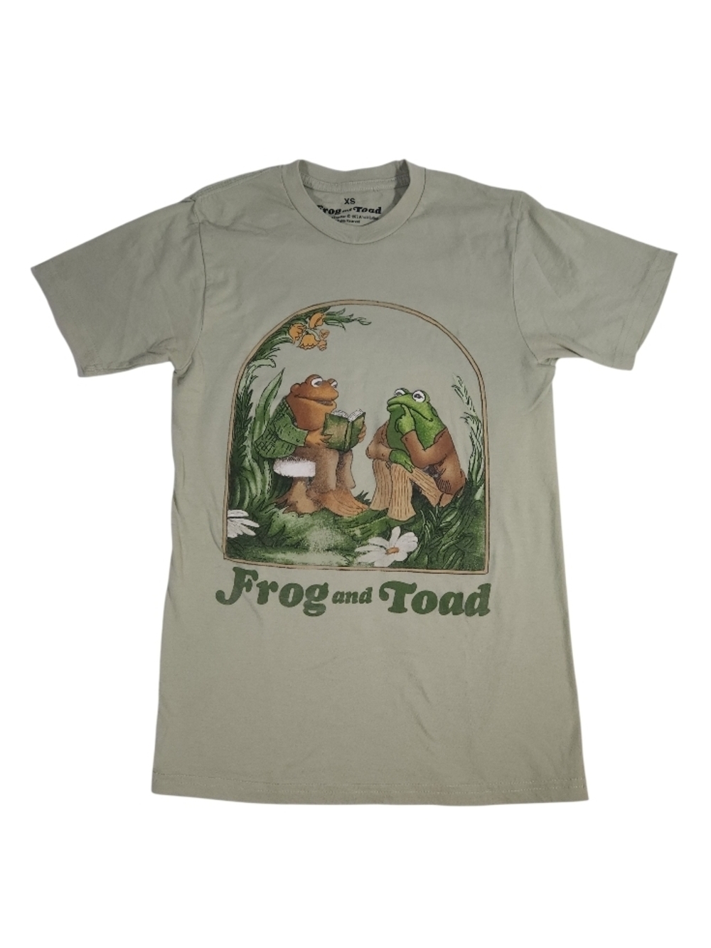 Frog and Toad Graphic Tee XS - Sage Green